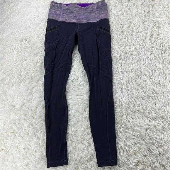 Lululemon Toasty Tech Tight II Black Grape / Space Dye Camo Tender Violet Black - Picture 1 of 6